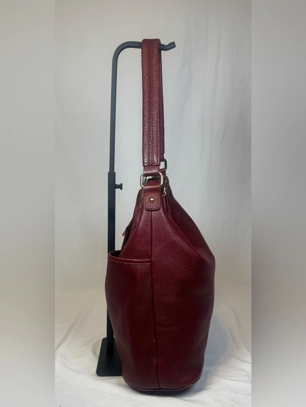 Tommy Hilfiger Burgundy Leather Hobo with Tassel